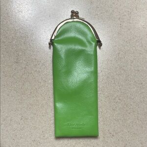 kate spade lime green leather kiss-lock eyeglass sleeve